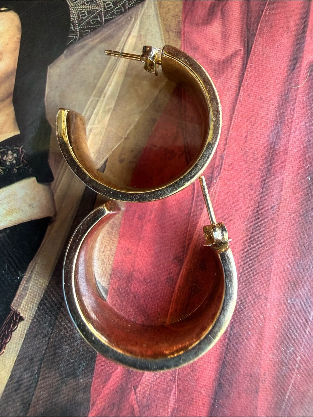 Coach Orange and Gold Cutout Hoop Earrings - Picture 5 of 5
